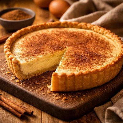 Image of South African Melktert or Milk Tart Custard Pie