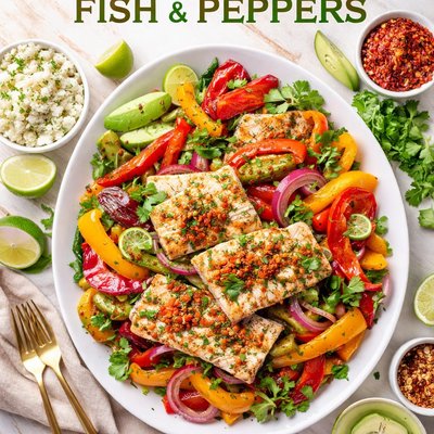 Image of South Beach Diet Spicy Grilled Fish and Peppers