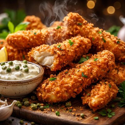 Image of Southern Fried Chicken Fingers with Green Peppercorn Mayonnaise