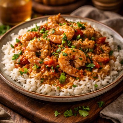 Image of Southern Style Creamy Shrimp Over Rice