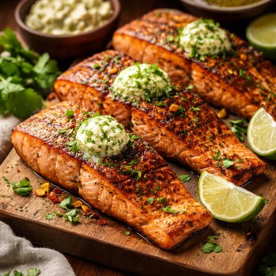 Image of Southwest Grilled Salmon with Cilantro Lime Butter