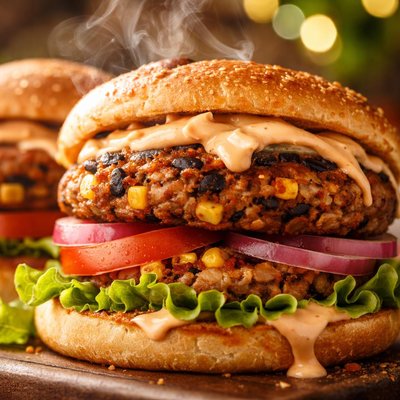 Image of Southwest Pinto Bean Burgers with Chipotle Mayonnaise