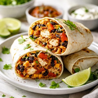 Image of Southwestern Chicken and Black Bean Burritos