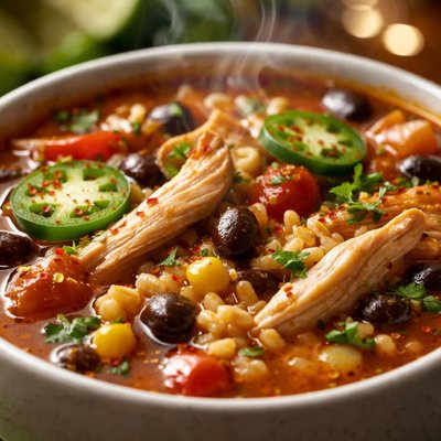 Image of Southwestern Chicken Barley Tomato Soup