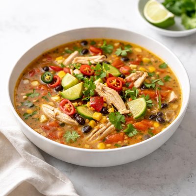 Image of Southwestern Lemon Chicken Soup with Chilies