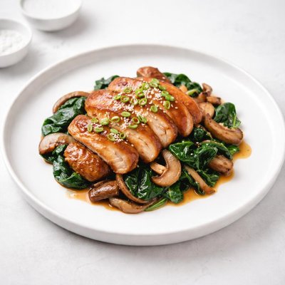 Image of Soy Chicken with Mushrooms Spinach