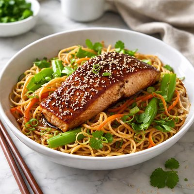 Image of Soy Glazed Salmon with Noodles