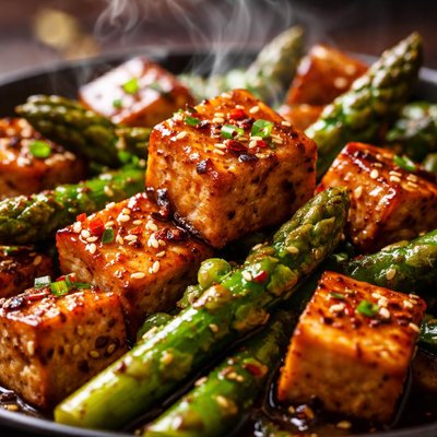 Image of Soy Glazed Tofu and Asparagus