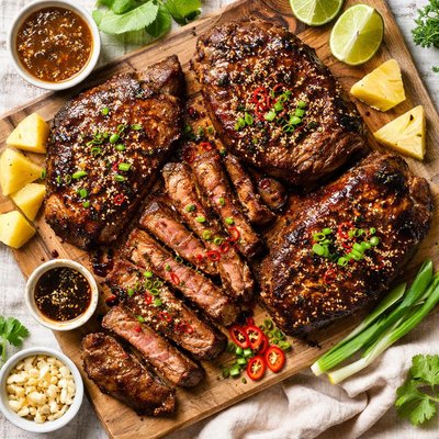 Image of Soy Pineapple Glazed Rib Eyes