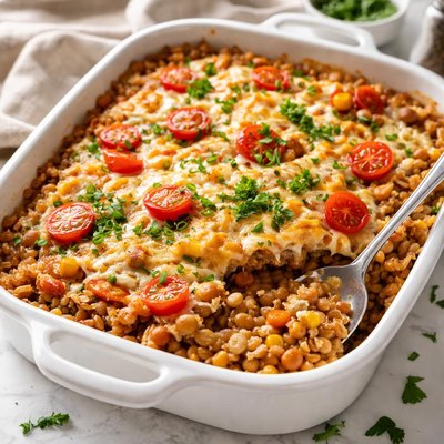 Image of Soybean Rice Cheese Casserole