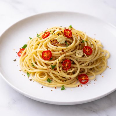 Image of Spaghetti Aglio Olio E Peperoncino Garlic Oil Peppers