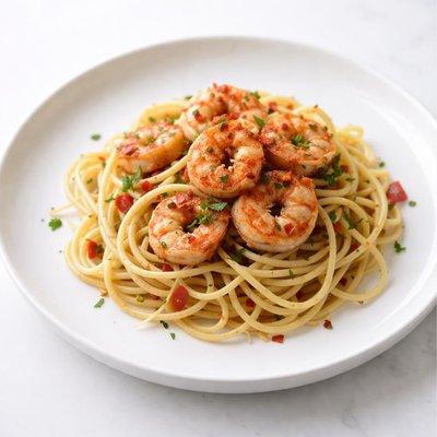 Image of Spaghetti Aglio Olio with Spicy Shrimp