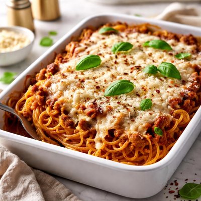Image of Spaghetti Bake with Meat Sauce 3 Cheeses