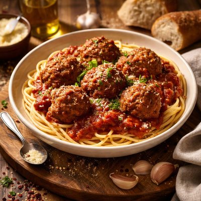 Image of Spaghetti Sauce and Eggless Meatballs