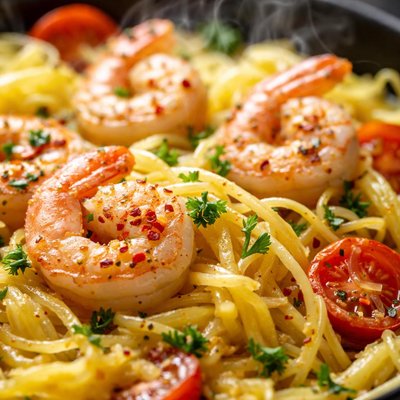 Image of Spaghetti Squash Sauteed with Shrimp