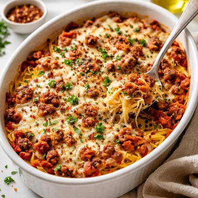 Image of Spaghetti Squash Turkey Sausage Casserole