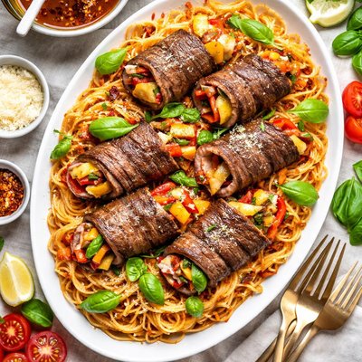 Image of Spaghetti W Steak Roll Ups