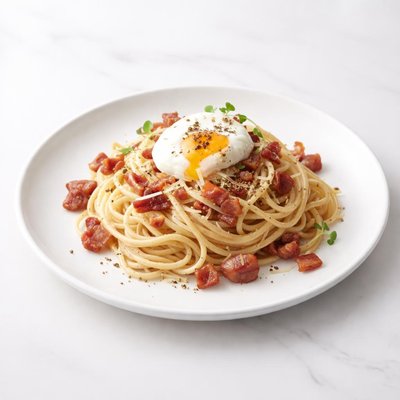 Image of Spaghetti with Bacon and Eggs