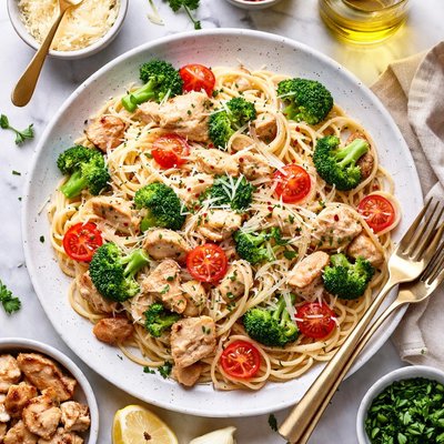 Image of Vegan Spaghetti with Creamy White Sauce