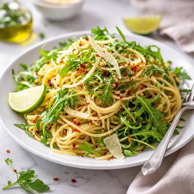 Image of Spaghetti with Lime Arugula Rocket