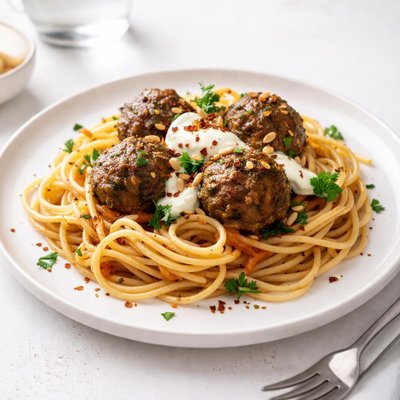 Image of Spaghetti with Middle Eastern Meatballs