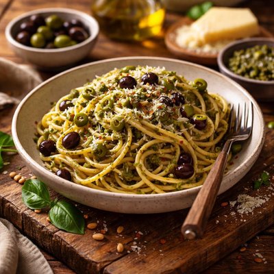 Image of Spaghetti with Olive Pesto