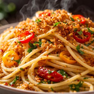 Image of Spaghetti with Panko and Peppers