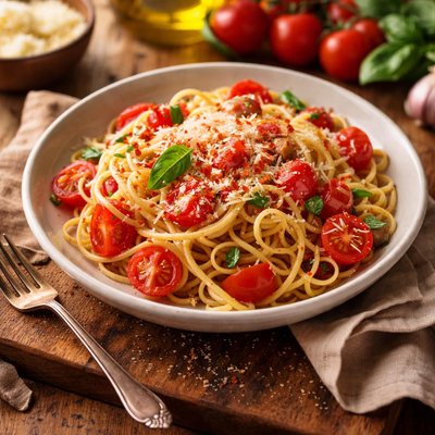 Image of Spaghetti with Raw Tomatoes