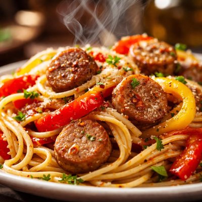 Image of Spaghetti with Sausage and Peppers