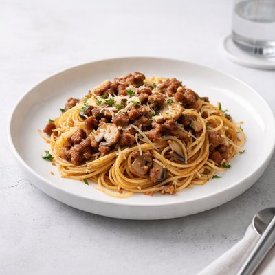 Image of Spaghetti with Sausage Mushroom Sauce