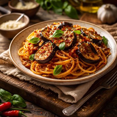Image of Spaghetti with Spicy Eggplant