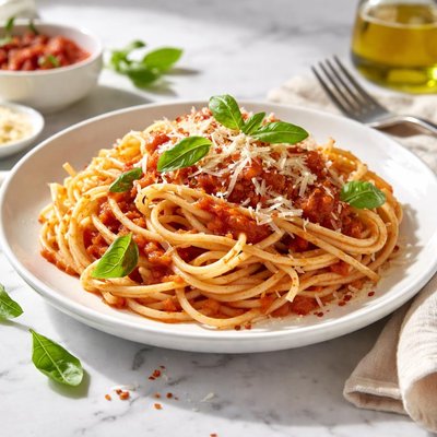 Image of Whole30 Spaghetti with Tomato Sauce and Parmesan