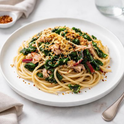 Image of Spaghetti with Tuna and Swiss Chard
