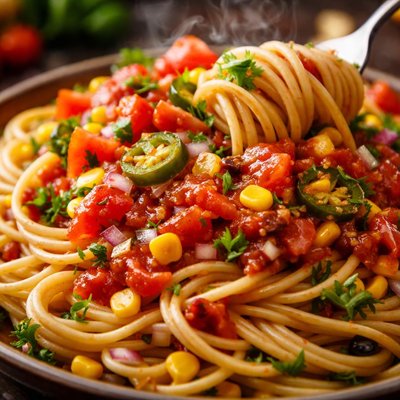Image of Spaghetti with Uncooked Tomato Sauce Southwestern Style