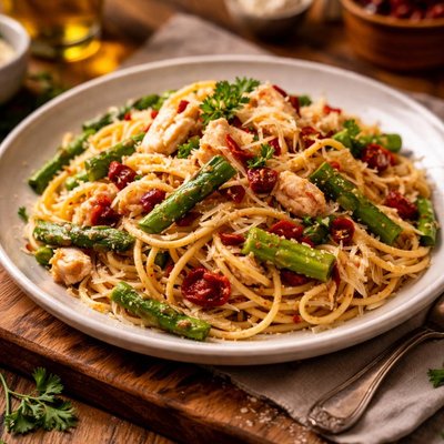 Image of Spaghettini W Crab Asparagus Sun Dried Tomatoes