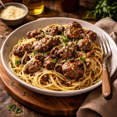 Image of Spaghettini with Chicken Livers