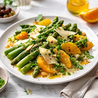 Image of Spanish Asparagus Salad with Orange and Manchego Cheese
