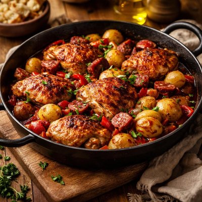 Image of Spanish Chicken with Chorizo and Potatoes