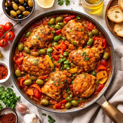 Image of Spanish Chicken with Vegetables and Olives Pollo a La Chilindr