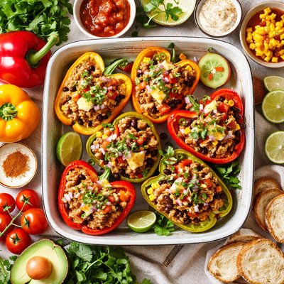 Image of Spanish Inspired Stuffed Peppers