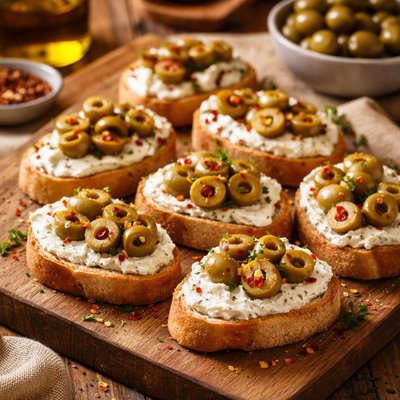 Image of Spanish Olive and Cream Cheese Canapes