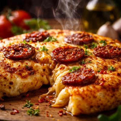 Image of Spanish Spicy Sausage and Cheese Tortilla