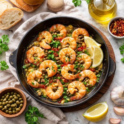 Image of Spanish Style Garlic Shrimp with Capers