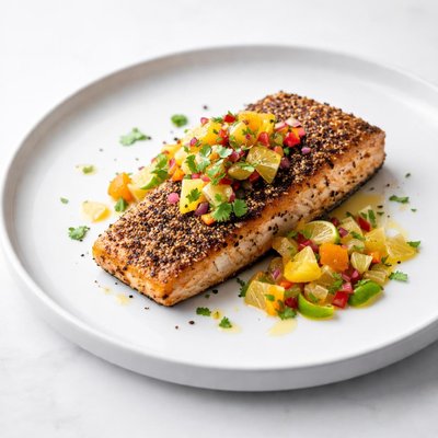 Image of Spice Crusted Salmon with Lime Orange Salsa
