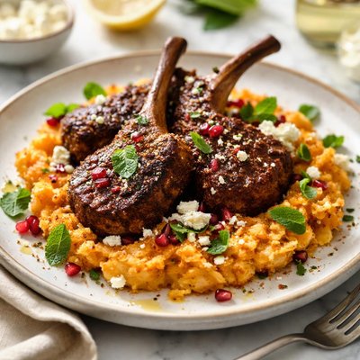 Image of Spice Rubbed Lamb with Kumera and Feta Mash