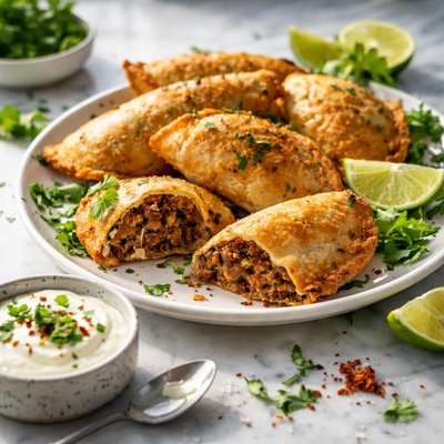 Image of Spiced Beef Empanadas with Lime Sour Cream