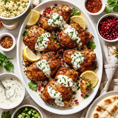 Image of Spiced Chicken Thighs with Yogurt Sauce
