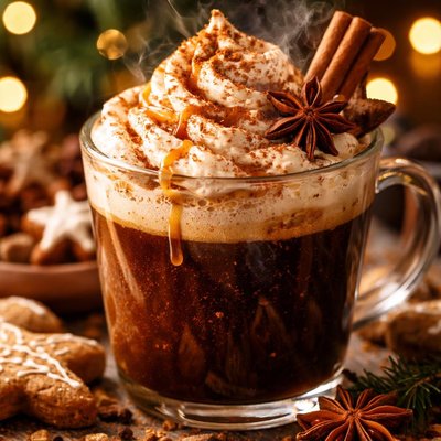 Image of Spiced Christmas Gingerbread Coffee with Cognac Chantilly Cream