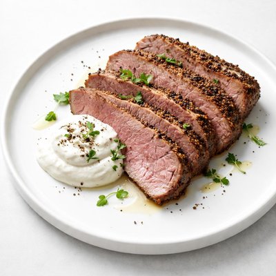 Image of Spiced Corned Beef Brisket with Horseradish Sour Cream