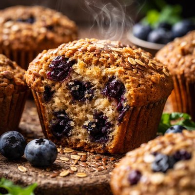 Image of Spiced Flax Blueberry Muffins Gluten Free Dairy Free
